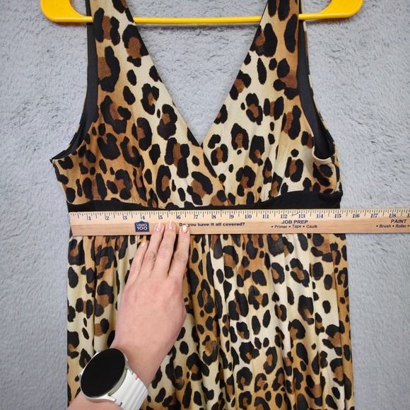Zealous Dress Womens L Maxi Babydoll Animal Print Mob‎ Wife Leopard Baddie Y2K - Picture 13 of 16